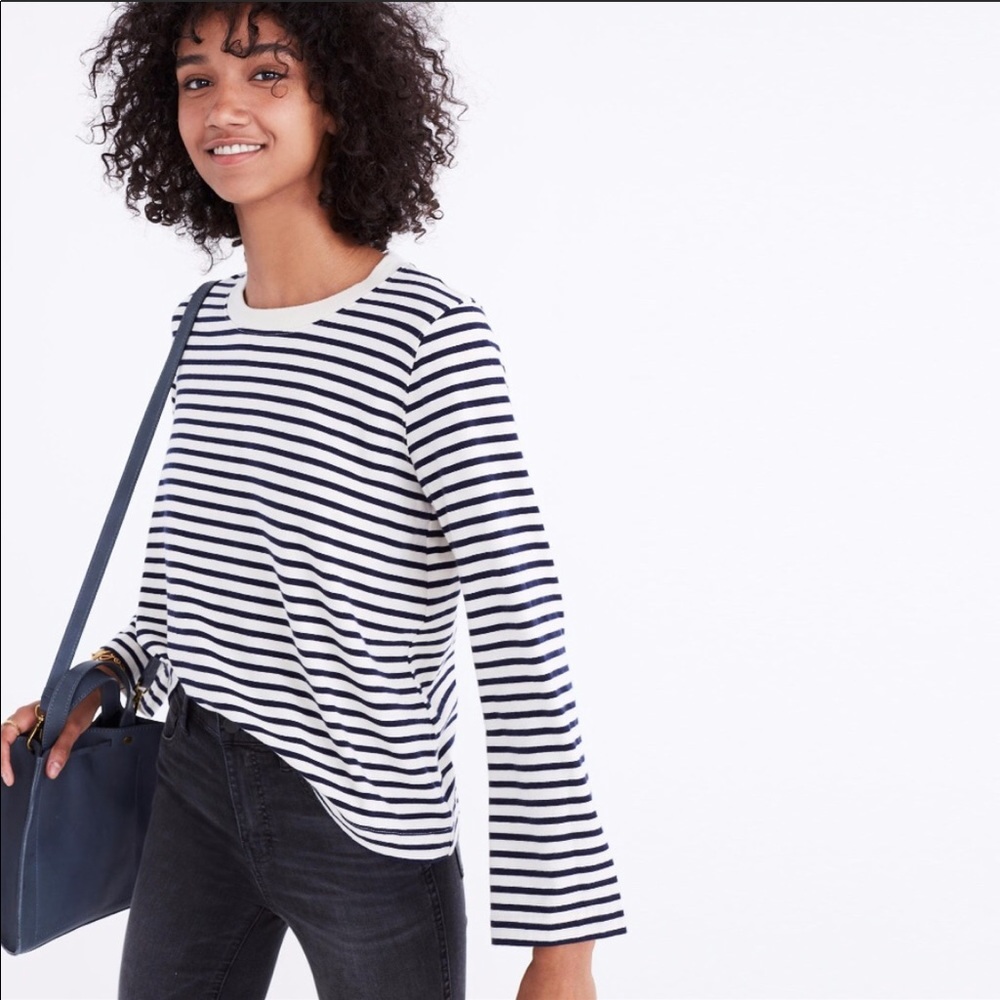 Rivet and thread navy stripe long tee size small